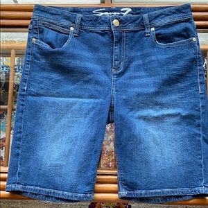 Blue denim capris